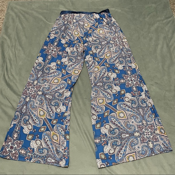 Anthropologie Elevenses Ines Blue Paisley Wide Leg Pants EUC Size M - Picture 7 of 7